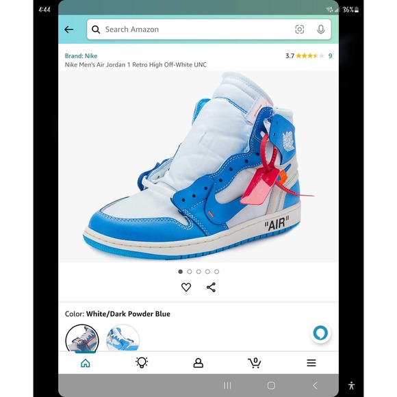 Jordan 1 retro university Blue off White men\'s 10 UNC main image 7